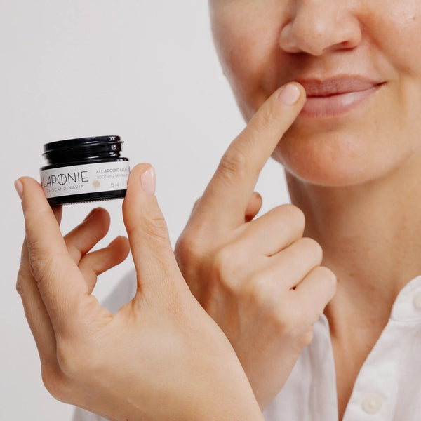 Laponie All-Around Balm being applied to lips