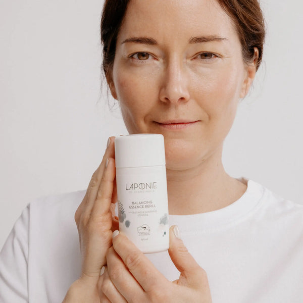 Model posing with Laponie Balancing Essence Refill