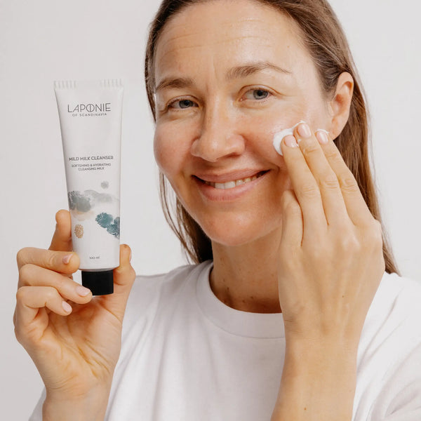 Laponie Mild Milk Cleanser used on skin